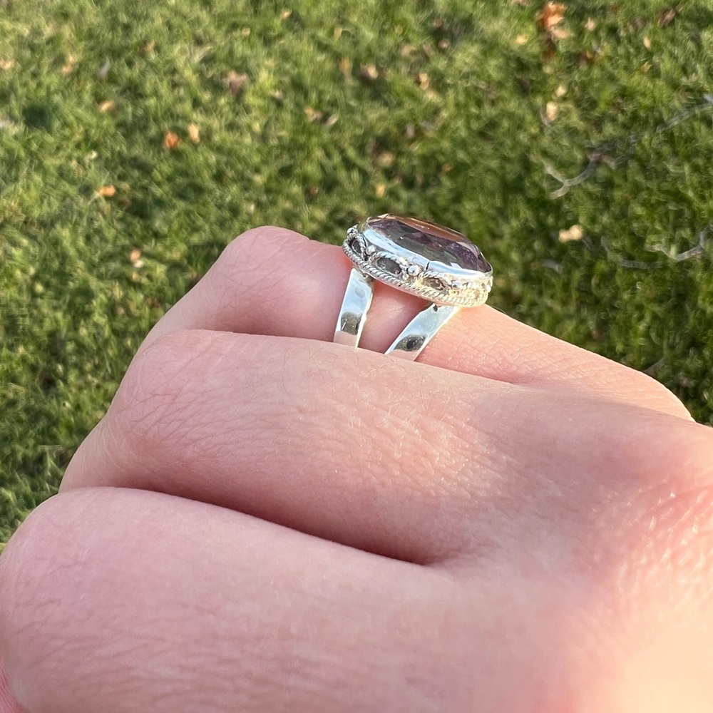 Custom Conversion Sterling Silver Amethyst Ring S… - image 4